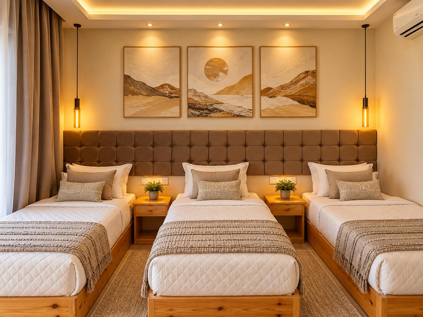 Representative Horizon Dahab room with three single beds and warm interior details